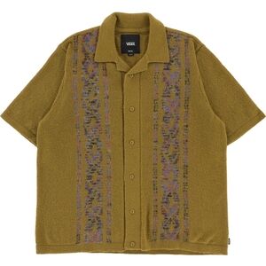 Vans Olive Textured Short-Sleeve Button-Up Shirt with Pattern